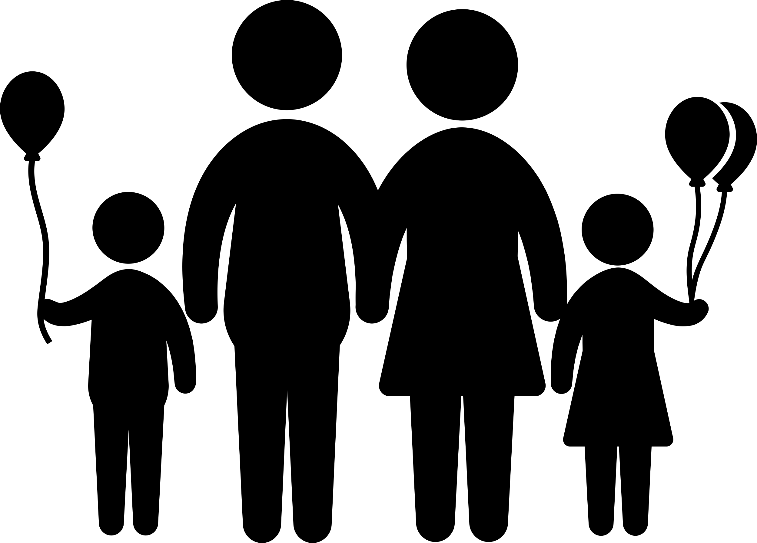 Family With Balloons Outline Svg File Free Vectors